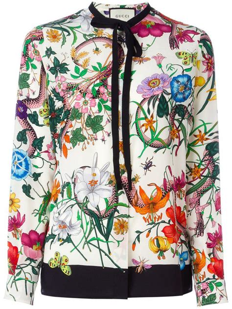 gucci flora snake print silk shirt|Gucci flora and fauna print silk shirt .